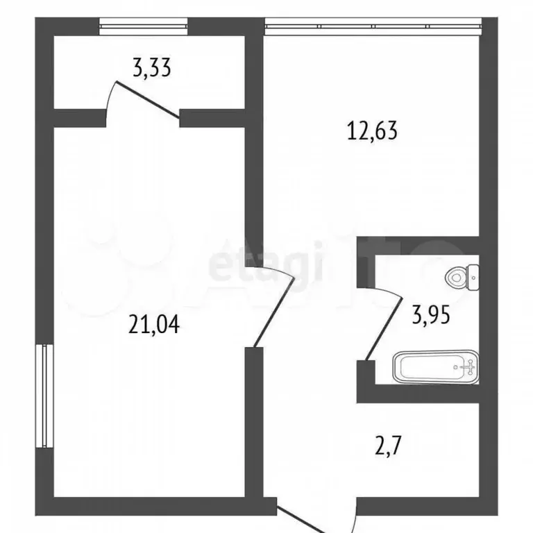 1-к. квартира, 49,4 м, 2/9 эт. - Фото 0