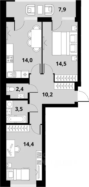 2-к кв. Новосибирская область, Новосибирск Тайгинская ул., с3 (59.0 м) - Фото 0