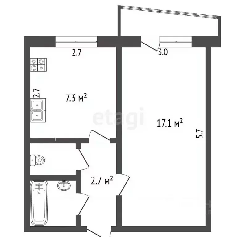 1-к кв. Самарская область, Самара Пензенская ул., 74 (33.0 м) - Фото 1