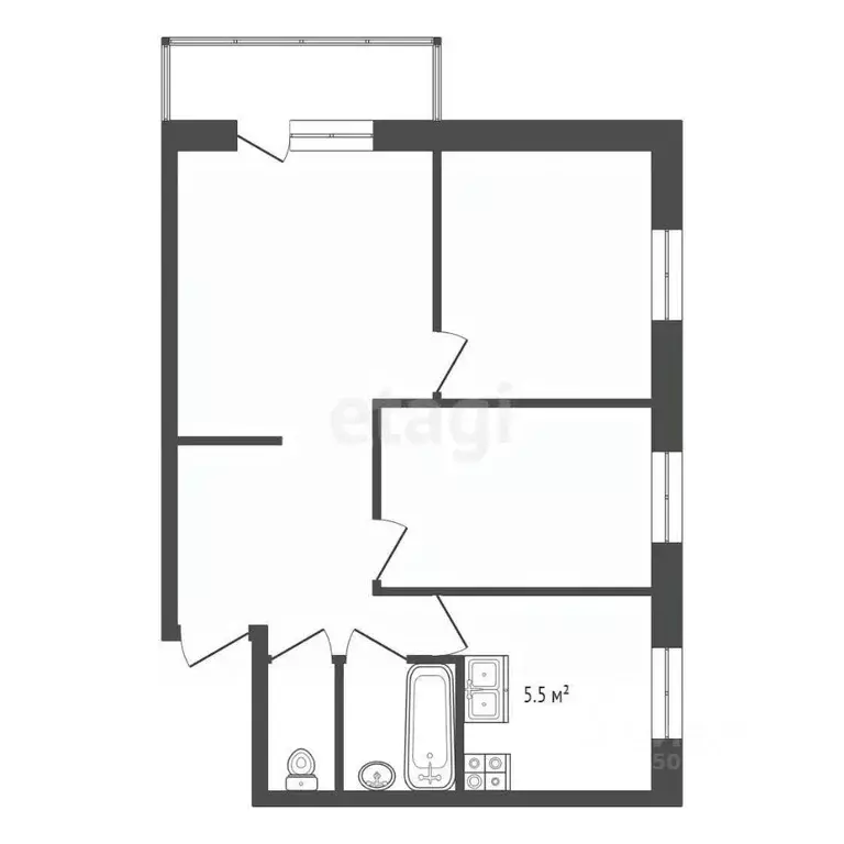 3-к кв. Владимирская область, Муром ул. Энгельса, 17 (53.0 м) - Фото 1