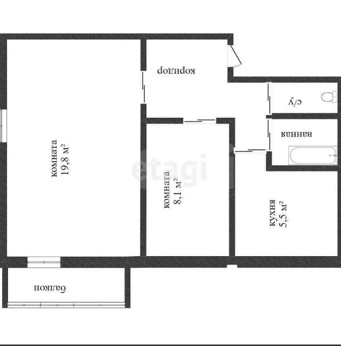 Квартира, 2 комнаты, 40.6 м - Фото 1