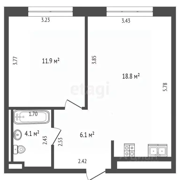 1-к кв. Москва Полярная ул., 27к2 (40.1 м) - Фото 1