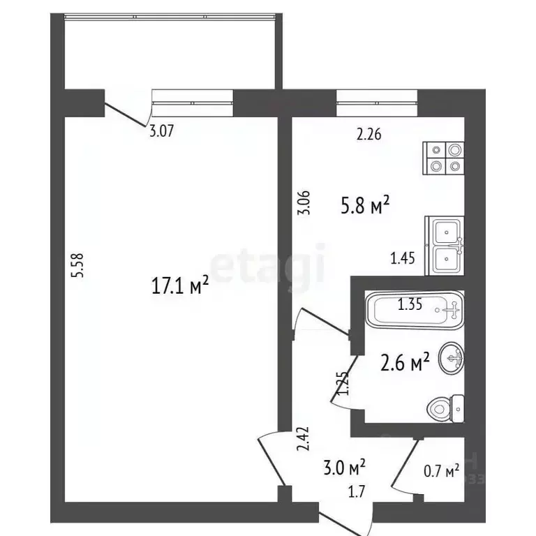1-к кв. Крым, Красноперекопск 10-й мкр, 2 (29.2 м) - Фото 2