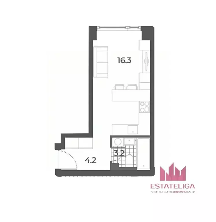 Студия Москва ул. Борисовские Пруды, 3К2 (24.0 м) - Фото 2