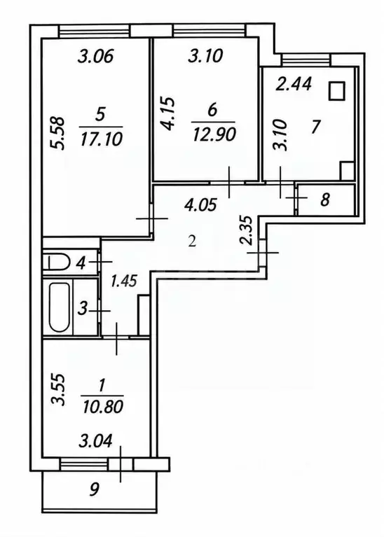 3-к кв. Чувашия, Чебоксары ул. Кадыкова, 21 (65.7 м) - Фото 2