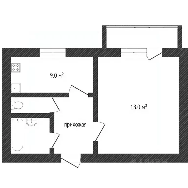 1-к кв. Белгородская область, Белгород ул. Буденного, 14 (35.0 м) - Фото 2