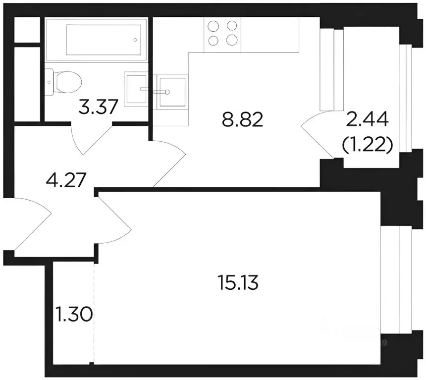1-к кв. Москва пер. 2-й Петра Алексеева, 5 (34.5 м) - Фото 2