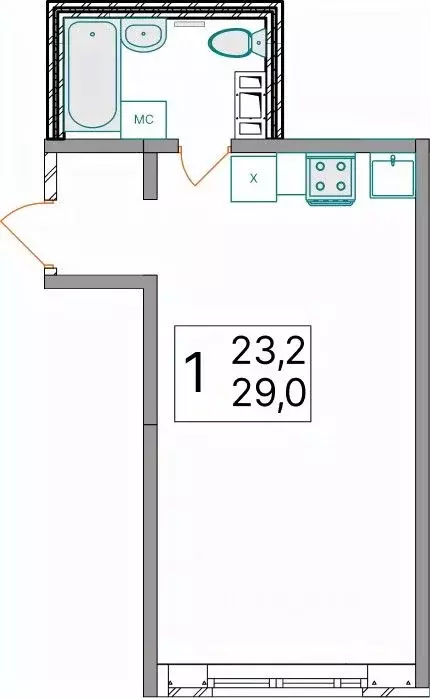 Студия Ярославская область, Ярославль 2-й мкр,  (29.0 м) - Фото 0