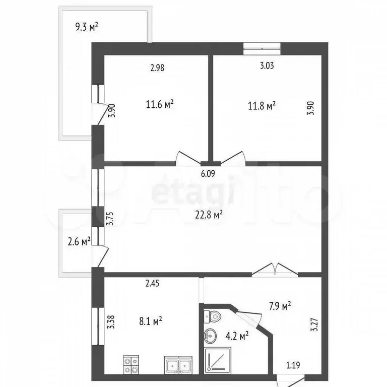 3-к. квартира, 68 м, 5/5 эт. - Фото 0