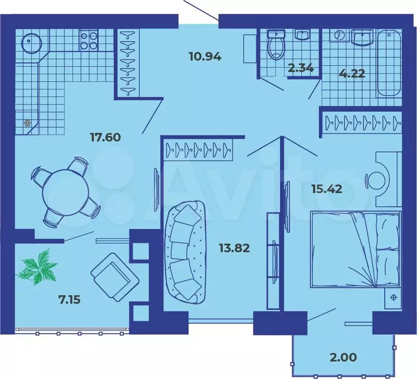 2-к. квартира, 71,5 м, 9/9 эт. - Фото 1