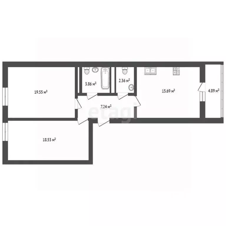 2-к кв. Ленинградская область, Кудрово г. Всеволожский район, ... - Фото 2