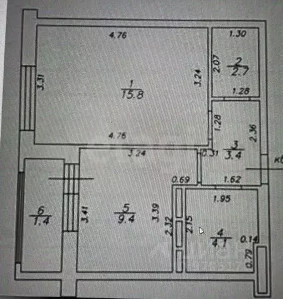 1-к кв. Татарстан, Казань ул. Сабира Ахтямова, 1к1 (35.3 м) - Фото 2