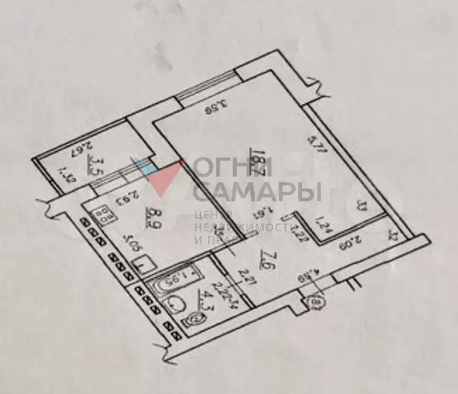 1-к. квартира, 39,5 м, 4/9 эт. - Фото 0
