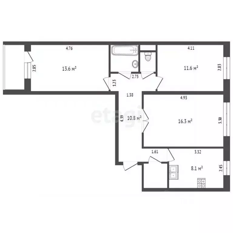 3-к кв. Удмуртия, Ижевск ул. Ленина, 178 (66.3 м) - Фото 1