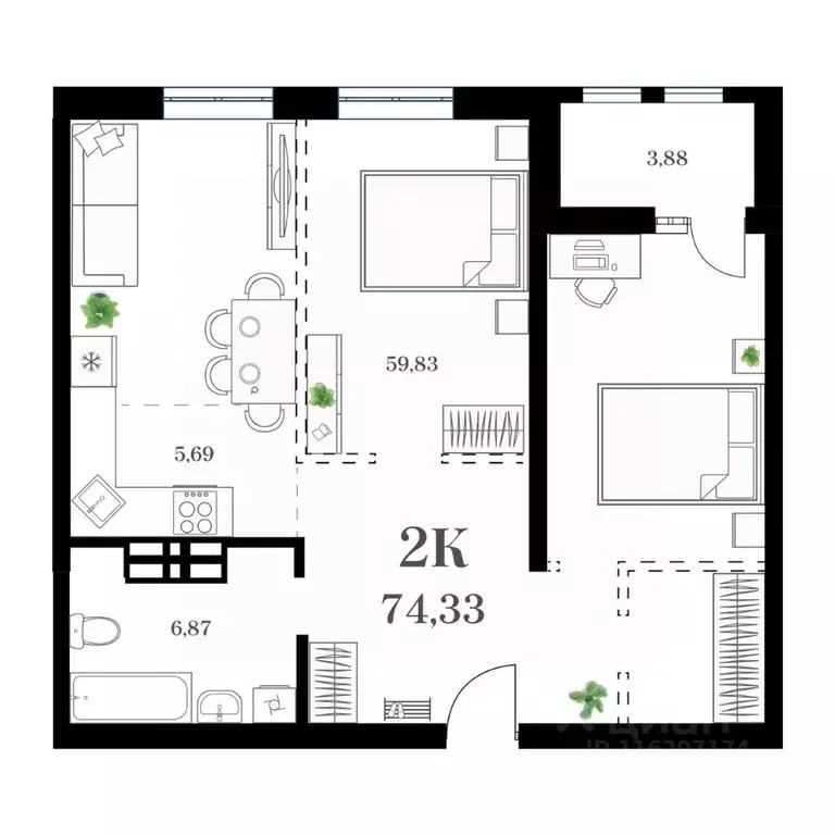 2-к кв. Приморский край, Владивосток ул. Леонова, 54 (74.33 м) - Фото 0