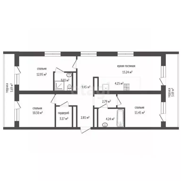 3-к кв. Тюменская область, Тюмень Причальная ул., 7 (91.17 м) - Фото 1