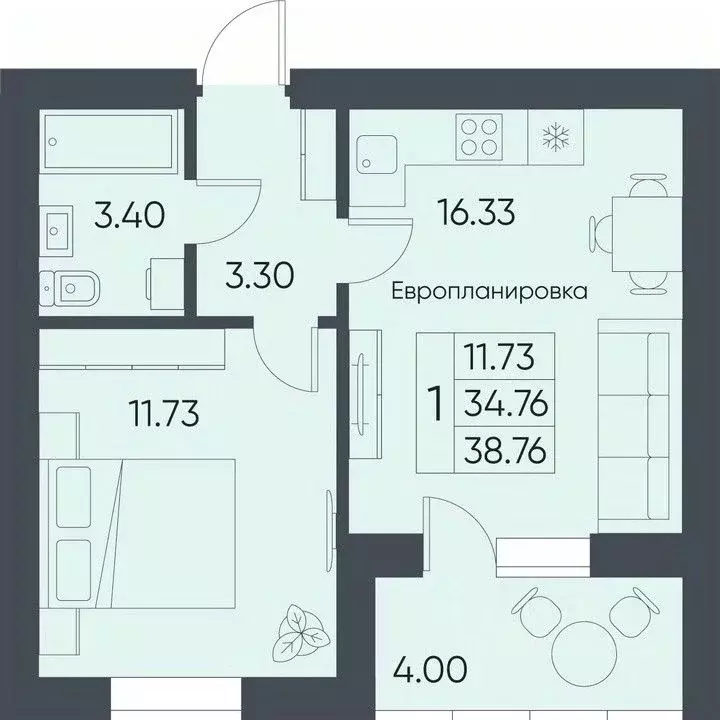 1-к кв. Саратовская область, Татищево рп  (38.76 м) - Фото 0