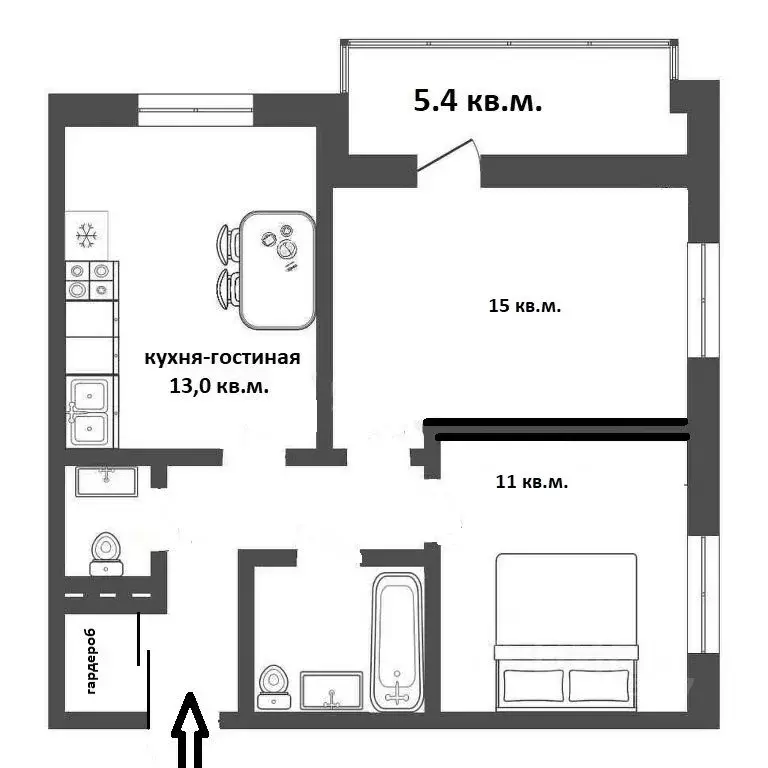 2-к кв. Новосибирская область, Новосибирск ул. Аэропорт, 55/1 (55.0 м) - Фото 1