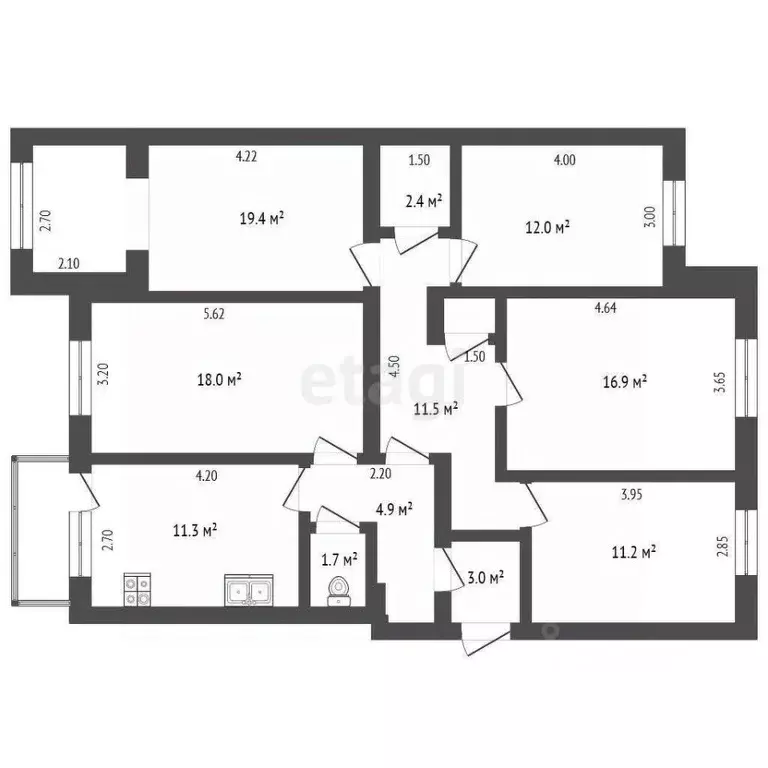4-к кв. Крым, Симферополь ул. Тургенева (114.0 м) - Фото 1