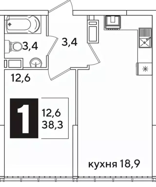 1-к кв. Краснодарский край, Краснодар Народные Кварталы жилой комплекс ... - Фото 0