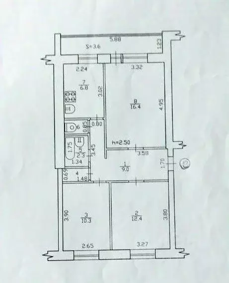 3-к кв. Брянская область, Брянск ул. Димитрова, 33 (63.0 м) - Фото 2