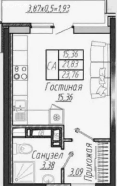 Квартира-студия: Краснодар, улица имени Генерала Корнилова, 9 (22.2 м) - Фото 0