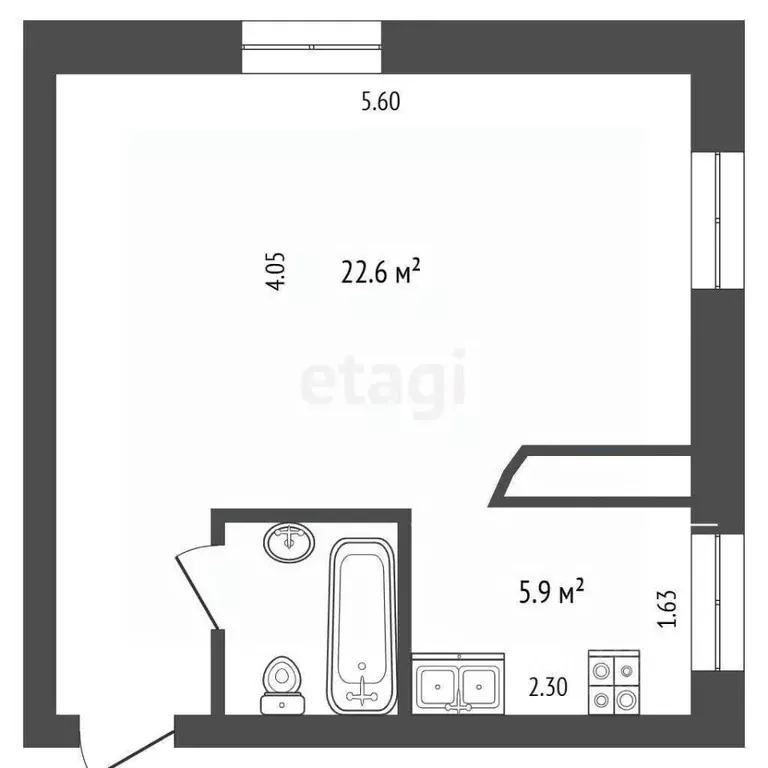 Студия Тюменская область, Тюмень Карская ул., 13 (31.2 м) - Фото 0