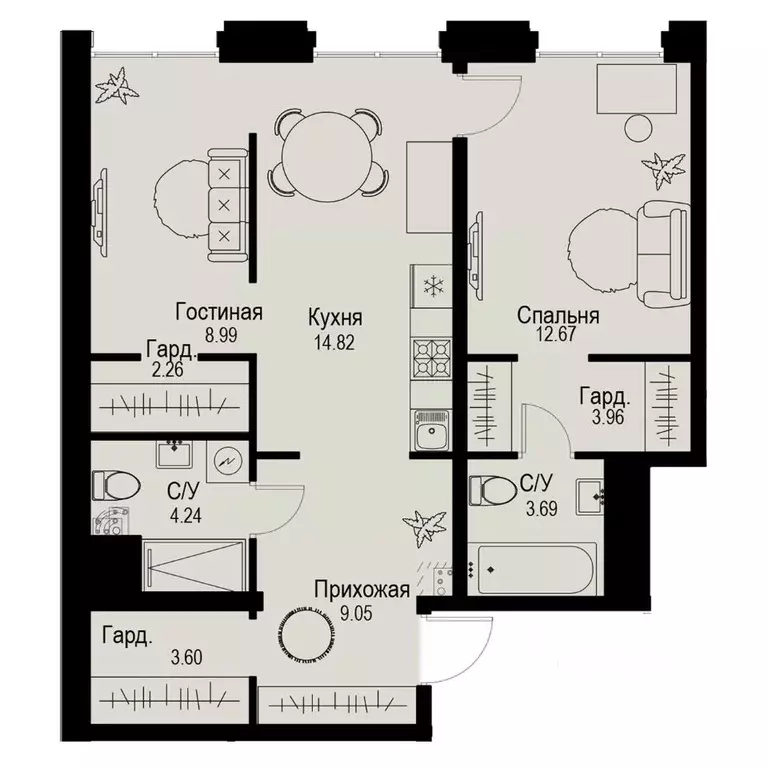 2-к кв. Санкт-Петербург ул. Профессора Попова, 38 (63.28 м) - Фото 0