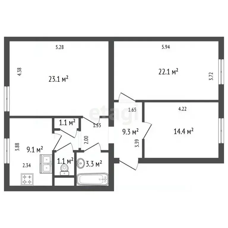 3-к кв. Санкт-Петербург Среднеохтинский просп., 42К2 (84.9 м) - Фото 2
