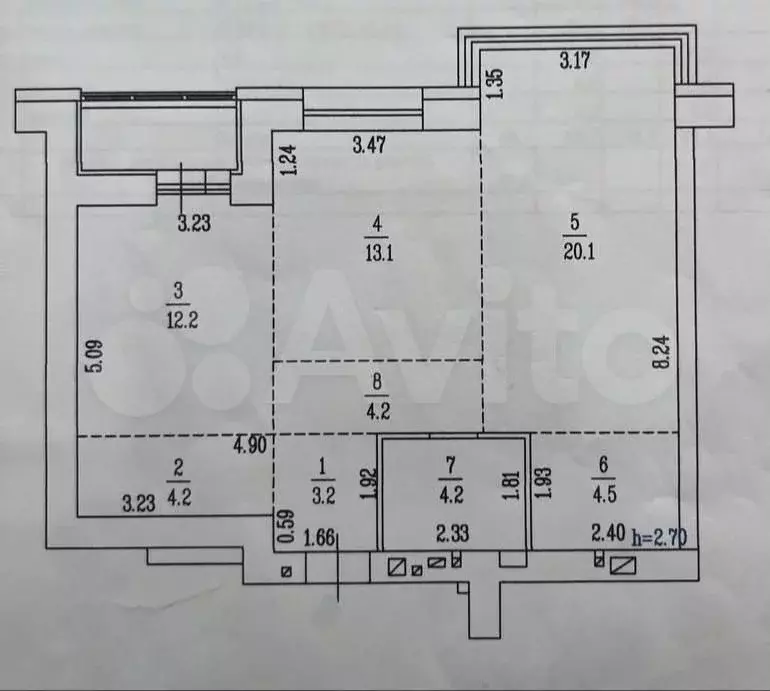 3-к. квартира, 67,5 м, 2/8 эт. - Фото 0