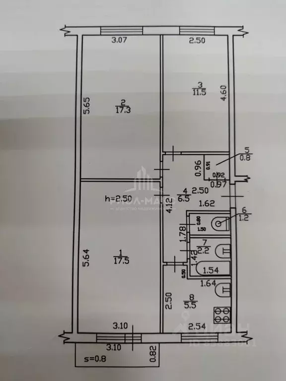 3-к кв. Брянская область, Брянск Новозыбковская ул., 11А (63.3 м) - Фото 2