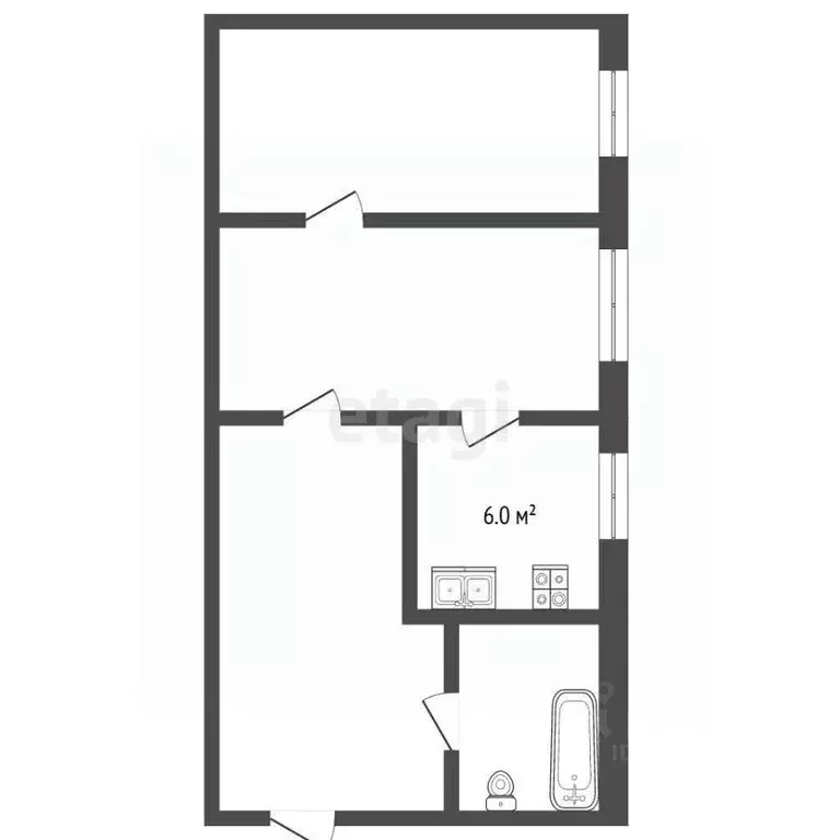 2-к кв. Архангельская область, Архангельск Котласская ул., 1 (37.0 м) - Фото 2