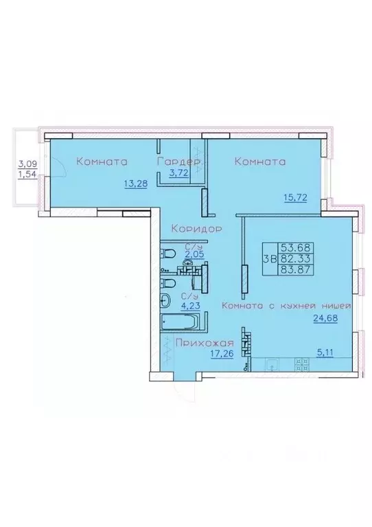 3-к кв. Томская область, Северск ул. Ленина, 116 (86.09 м) - Фото 1