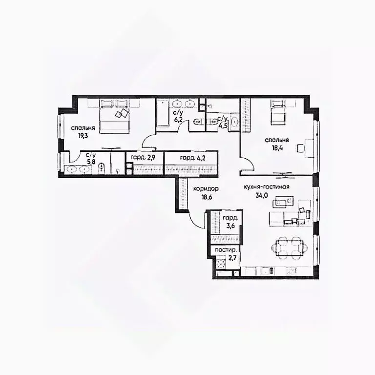 4-к кв. Москва ул. Нижние Мневники, 7 (118.0 м) - Фото 2