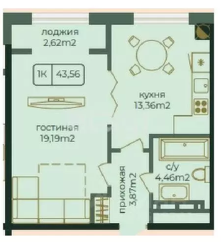 1-к кв. Дагестан, Каспийск просп. Акулиничева (43.56 м) - Фото 0