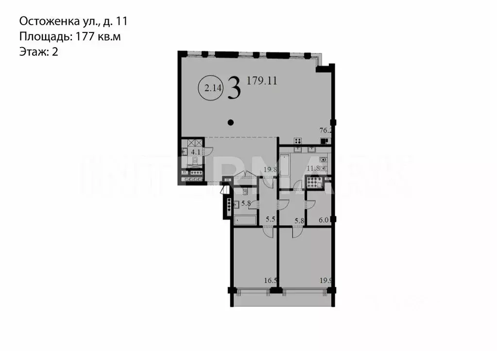 4-к кв. Москва ул. Остоженка, 11 (177.8 м) - Фото 1