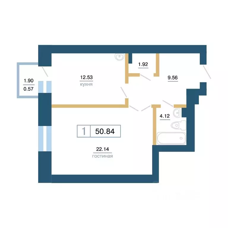 1-к кв. Красноярский край, Красноярск ул. Бограда, 103 (50.87 м) - Фото 1