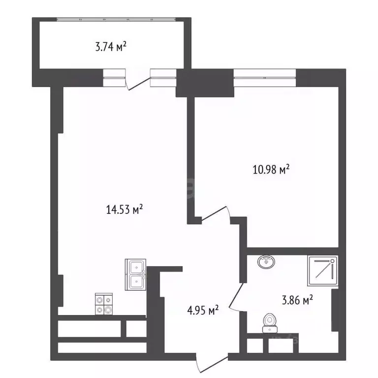 1-к кв. Тюменская область, Тюмень ул. Краснооктябрьская, 16 (31.1 м) - Фото 2