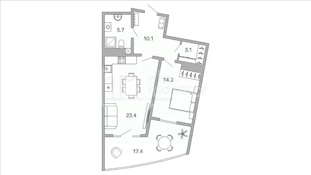 1-к кв. Краснодарский край, Сочи ул. Яна Фабрициуса, 2/4б (74.0 м) - Фото 2