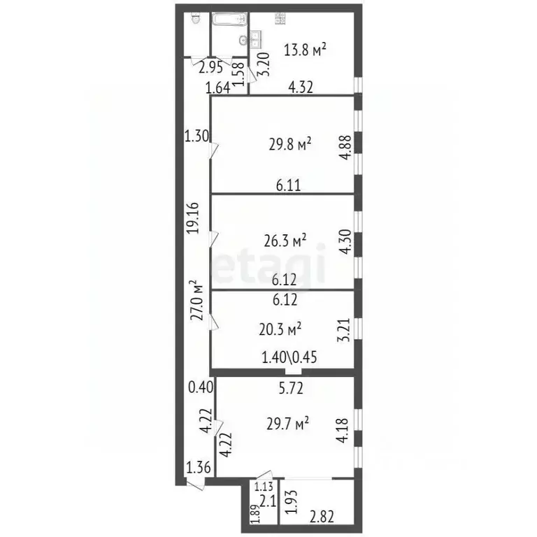 Комната Санкт-Петербург наб. Реки Фонтанки, 156 (30.0 м) - Фото 1