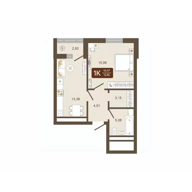 1-к кв. Кемеровская область, Новокузнецк Макеевская ул. (43.47 м) - Фото 2