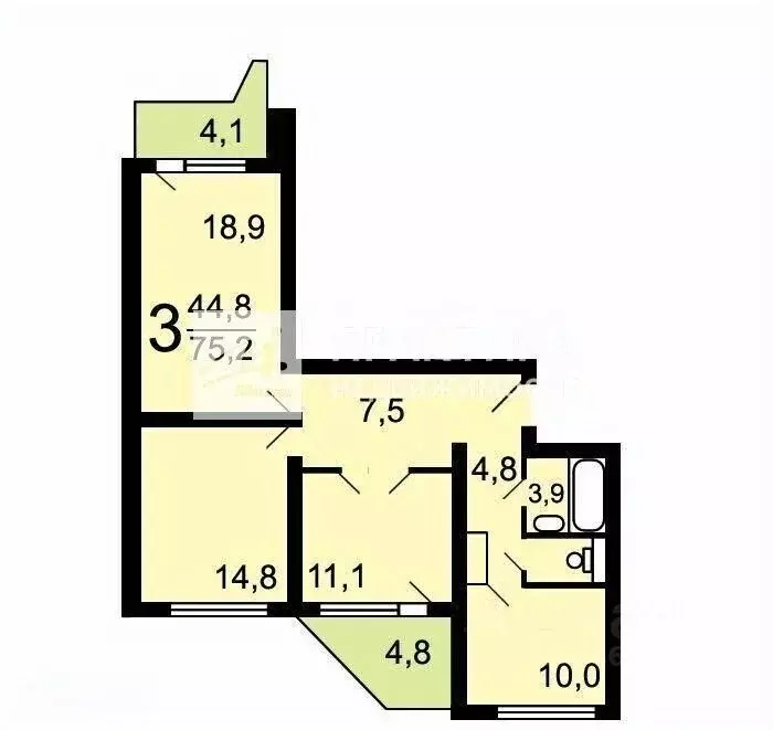 3-к кв. Москва ул. Главмосстроя, 5 (73.6 м) - Фото 2