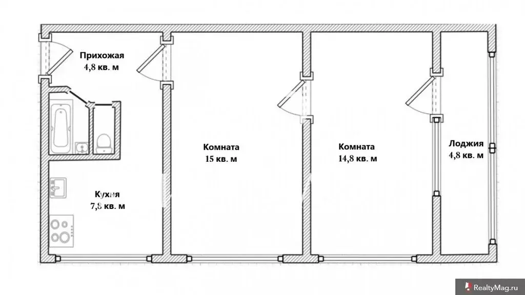 2-комнатная квартира: Симферополь, бульвар Ленина, 15/1 (45.2 м) - Фото 1