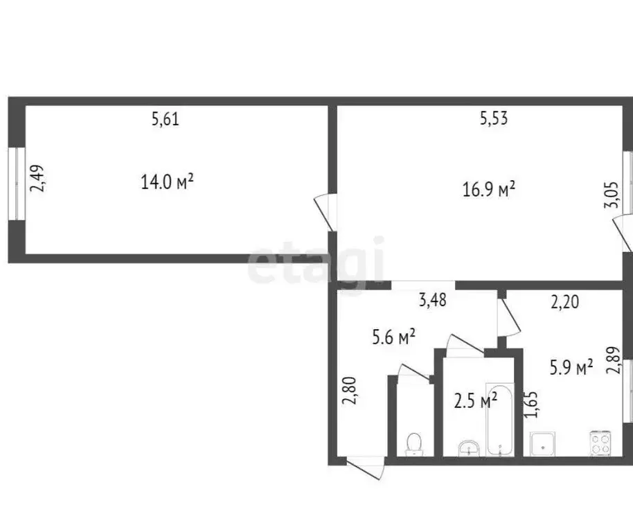 2-комнатная квартира: Сокол, Школьная улица, 5 (44.5 м) - Фото 1