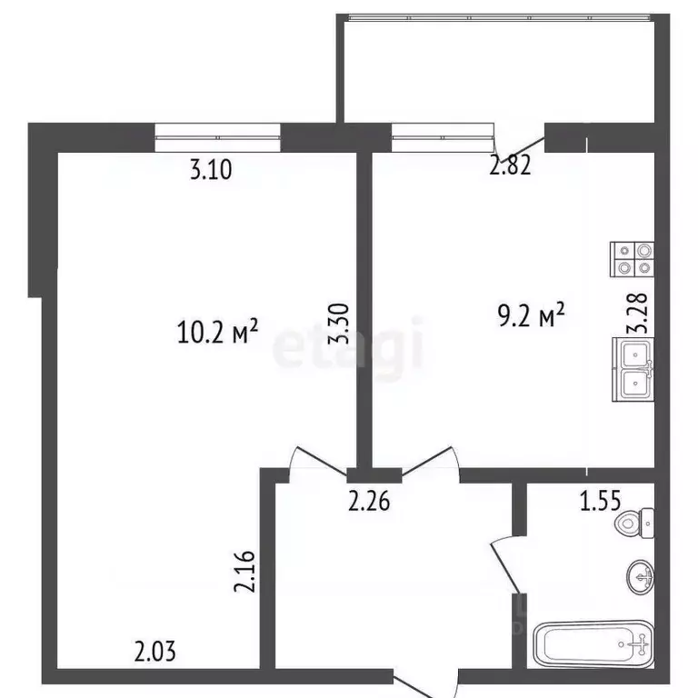 1-к кв. Вологодская область, Вологда Зеленый Город мкр, 1 (31.8 м) - Фото 2
