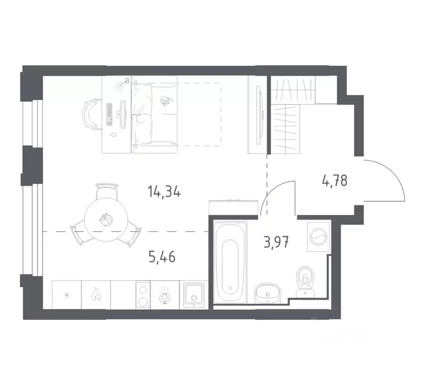 Студия Забайкальский край, Чита Рябиновая Роща жилой комплекс, 2/4 ... - Фото 1