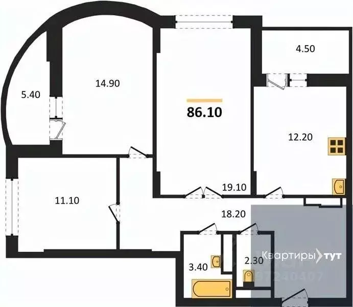 3-к кв. Воронежская область, Воронеж Краснознаменная ул., 57/5 (86.1 ... - Фото 0