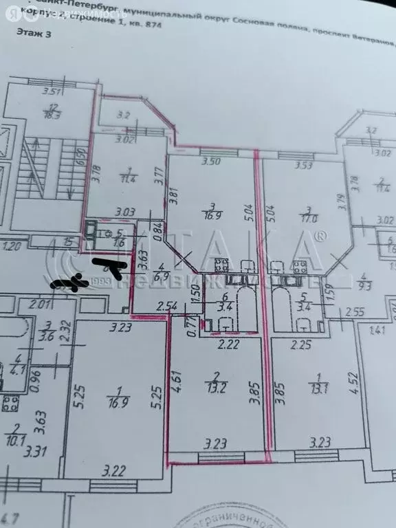 2-комнатная квартира: Санкт-Петербург, проспект Ветеранов, 171к2 (53.4 ... - Фото 1