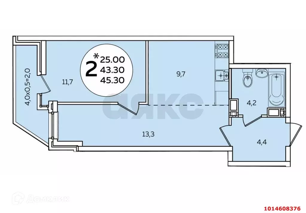 Продаётся 1-к квартира, 45 м - Фото 1
