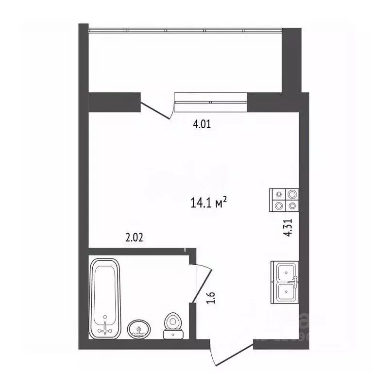 Студия Москва Лухмановская ул., 1 (17.0 м) - Фото 1